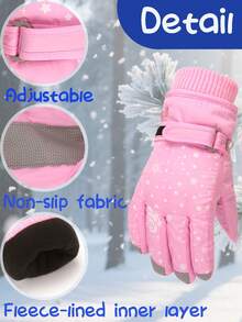 1 双 5-8 岁儿童冬季滑雪手套，防水滑雪手套，男女童通用，保暖内衬，适合寒冷天气 - 1Pair - 查看 7