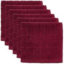 Basic Terry Solid Windowpane Dishcloth Set, 12x12, Red, 6 Piece, 2025 - Wine - View 1
