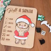 New Christmas Puzzle Toy Wooden Dice Game Board, Holiday Gift, Party Decor, Family Game Night, Best Gift - Khaki - View 2