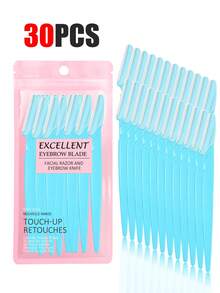 30pcs Exquisite Bagged Men's And Women's Facial Razors, Eyebrow Trimmers And Facial Hair Removers, Facial Hair Removal, Men's And Women's Facial Razors, Hair Trimming Tools, With Precision Sleeves, Hair Removers, Eyebrow Trimmers, Easy To Carry For Travel 1/3/6/12/24pcs (Pink)