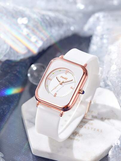 Poshi 1pc Minimalist Quartz Watch With Silicone Strap, Suitable For Daily Wear