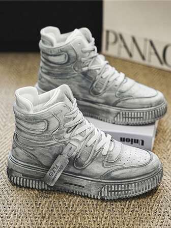 Damsneakers, nya höga skateboardskor, tjock sula, platta, rund tå, slip-on, skateskor, vita, andningsbara, luktfria, personliga gatuskor, unisex, par, utomhus, resor, semester, läder, motorcykelstövlar