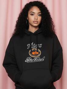 Womens Fashion Oversized Hoodies Sweatshirts Black White Options, Fall Casual Pullover Sweaters Winter Clothes, Tito's Distilled Hard Vodka Logo Funny Graphic Letter Print Plus Size Hoodie Unisex Hoodies Long Sleeve Pocket Pullover, Holiday Gift For Women - Black - View 1