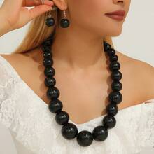 Bohemian Style Vintage Women's Long Beaded Necklace And Earring Set, Unique Women's Jewelry Set