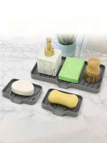 1pc Silicone Soap Dish With Drainage - Anti-Splash, Non-Slip Countertop Mat For Kitchen & Bathroom Sinks,Non-Slip Kitchen Mats For Sink Side, Natural And Hygienic Kitchen Essential For Home And Kitchen Room Decor, Part Of Your Cozy Fall& Winter Styles And Christmas Decorations - M - View 3