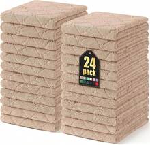 12 Pack Kitchen Dish Cloths (10 X 10 Inches, Cream Yellow), Super Soft And Absorbent Coral Velvet Dish Towels, Nonstick Oil Fast Drying Microfiber Cleaning Cloth, No Lint Household Dishcloths, 2025 - 棕褐色 - 查看 12