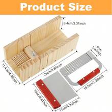 一套肥皂切割木制工具套装，可调节肥皂切割器套装，含不锈钢波浪形切割器和直形切割器，面包形切割器套装，多功能肥皂切割套装，适用于DIY手工肥皂制作