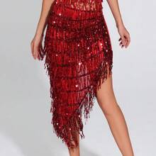 Nova Echarpe de Dança do Ventre com Franjas de Lantejoulas, Xale Triangular, Corrente de Cintura para Apresentações de Dança Oriental e Iniciantes