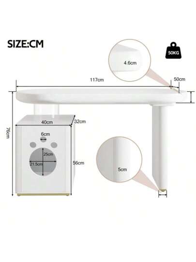 Bureau Pet Bed 117*50*76 Cm, Fully Painted, Rounded Curves, Cm Thick Legs, Stable Modern, Wit French Size XL view 10