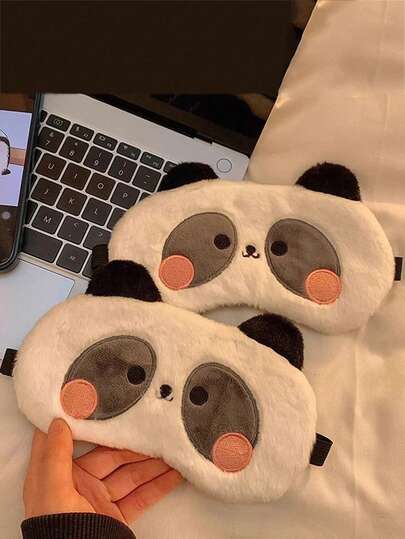 1 Panda Eye Mask, Decorative Eye Mask, Cute 3D Sleep, Travel, Napping, Night Mask, Soft Plush Eye Mask, Unicorn Sleeping Home Eye Mask, Suitable For Women, Girls And Children (Pandas), Holiday Gift