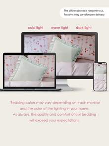 1 件浪漫法式荷叶边绗缝信封式枕套（不含枕芯），精致浪漫装饰枕套，适用于卧室/宿舍/沙发/躺椅，送给爱人的礼物，通过 Oeko-Tex 认证 - 綠色 - 查看 4