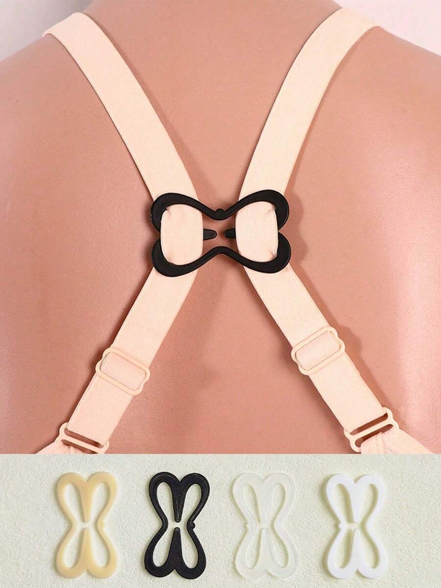 4 Pieces Of Dragonfly Style Bra With Clip, Anti Slip Cross Back Hook Invisible Bust Support Bra Accessories - màu đen - Xem 1