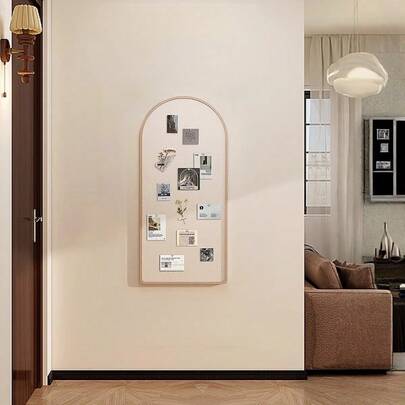 1pc Geometric Arch Decor Bulletin Board, Frameless Photo Wall DIY Display Board, Self-Adhesive Felt Decoration Board, Wall-Mounted Memo Board, Reusable Memo Pad For Home Office Classroom, Minimalist European Style Home Decor Sticker, Suitable For Office Memo, Room Decor, Posting Notes And Photos, Classroom Educational