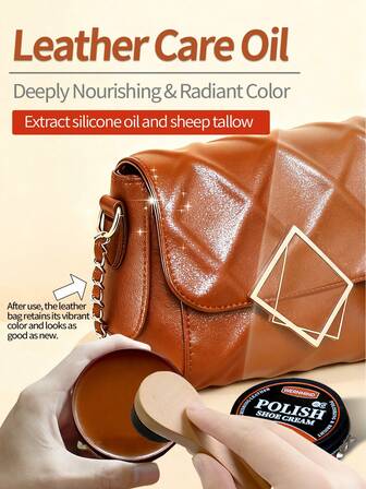 棕色皮革护理蜡（适用于光滑皮革），1.23盎司。完美光泽增强鞋油，专业级鞋油，专为保养彩色皮革制品而配制。内含抛光海绵。