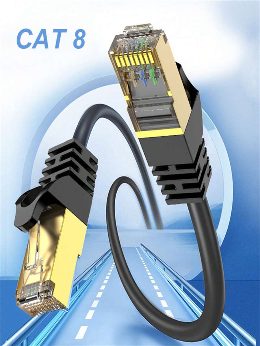 2~30m Cat8 Ethernet Cable, Indoor/Outdoor Use, High-Speed LAN Cable, 40Gbps Transmission Rate, 2000MHz Frequency, Gold-Plated RJ45 Connectors, Suitable For Router/Gaming/Office/Commercial Use - Multicolor - View 1