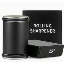 Sistema de afilado de cuchillos con dispositivo de afilado de cuchillos con rodillo, que incluye un kit de dispositivo de afilado de cuchillos de 15 grados y 20 grados - Negro - Ver 11