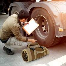 Tool Organizer/TrayOrganizador Herramientas Portátil con 2 Bolsas Extraíbles Organizador Bolsas Herramientas Enrollables Alta Resistencia Bolsa Herramientas Pequeña para Mecánicos Electricistas y AficionadosTool Organizer/Tray - Caqui - Ver 6