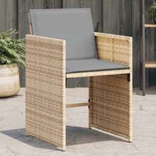 vidaXL 4 Stück Gartenstühle Mit Kissen, Beige-Mischung Poly Rattan - Beige - View 1