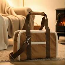 PINCOOL Bolsa de transporte para animais de estimação com alça de ombro, tecido multicolorido, adequada para cães e gatos de pequeno porte, bolsa de transporte portátil e moderna para animais de estimação. - Marrom Claro - Ver 6