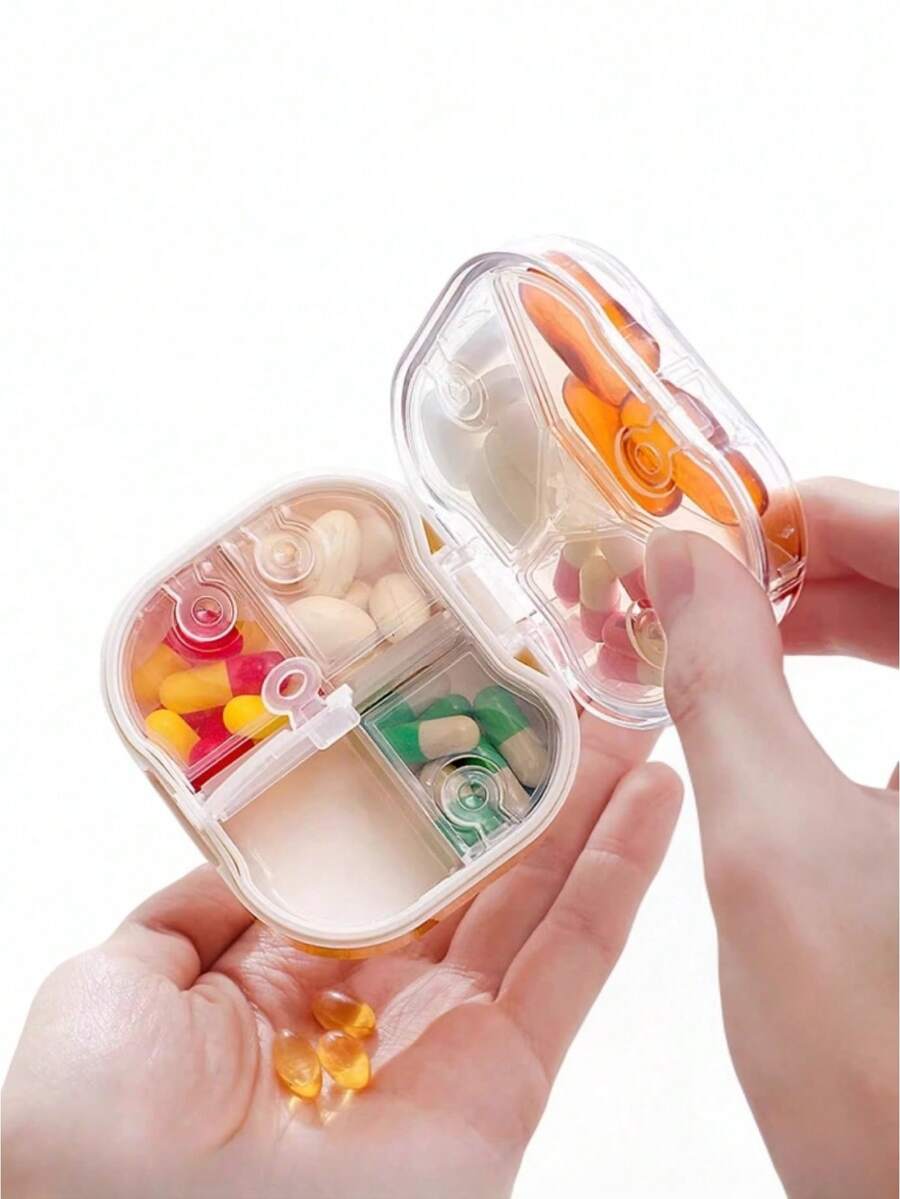 便携式多隔层药盒，多种尺寸可选，小巧迷你储物盒，个人药品收纳盒，可爱药盒，适合旅行和居家使用 - 彩色 - 查看 1