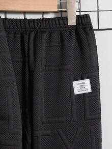 2 pezzi/set Outfit casual da ragazzo con giacca con cappuccio e zip e pantaloni in colore unito, per primavera/autunno - nero - Visualizzare 10