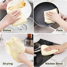 12 Pack Kitchen Dish Cloths (10 X 10 Inches, Cream Yellow), Super Soft And Absorbent Coral Velvet Dish Towels, Nonstick Oil Fast Drying Microfiber Cleaning Cloth, No Lint Household Dishcloths, 2025 - 奶油黃 - 查看 4