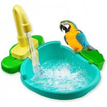 Parrot Bird Bath, Bañera Automática, Grifo para Piscina, Jaula para Pájaros, Juguetes De Baño con Grifo, Contenedor De Alimentos, Accesorio para Pájaros, Loros para Mascotas, Naranja/Azul - Azul - Ver 10