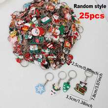 25pcs Christmas Keychain Set - Santa Claus, Trees, Deer, Snowman Charms, Perfect Holiday Gift Accessories For Bags And Wallets
