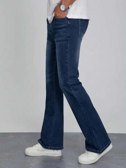 YANGCANREN Men's Fashionable Slim Fit Stretch Flared Jeans