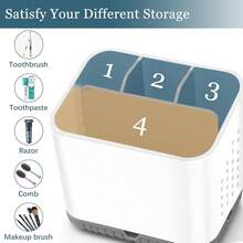 Toothbrush Holders For Bathrooms,  Electric Toothbrush And Toothpaste Holder, 4 Slots Tooth Brushing Holder For Bathroom Countertop Organizer And Storage, Bathroom Accessories (Grey){Inchcolor_nameinch:InchGreyinch} - 灰色 - 查看 6