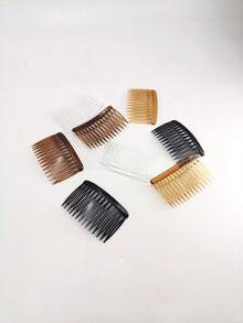 5 قطع/عبوة مشط جانبي أنيق من البوليسترين الصلب، مناسب للارتداء اليومي، إكسسوارات شعر، مشط شعر، تاج للرأس - متعدد الألوان - مشاهدة 3