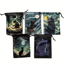1pc Boutique Velvet Drawstring Mushroom&Tree Tarot Oracle Cards Pouch Storage Bag Gift Bag, Party Supplies, Festival Supplies, Holiday Supplies Back To School