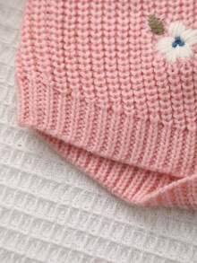 Newborn Knitted Cute Floral Embroidered Bodysuit - وردي - مشاهدة 7