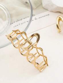 2pcs Women's Simple Metal Medium Size Claw Clip, Wave & Hair Claw Hair Clip Everyday Use, Bathing, Party And As Mother, Wife And Girlfriends Hair Clips Hair Jaw Clip Hair Clamps Hair Clutch Hair Catcher Clip Fall Winter Hair Accessories Women Vacation Outfits Woman - Vàng - Xem 3