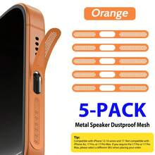 ZYONS 5 piezas para iPhone 17 Pro Max/17 Air/16 Pro Max/16/15/14/13/12 Series, rejilla de metal antipolvo para altavoz, hecha de material de metal duradero, en colores negro/plateado/naranja cósmico/dorado/verde/rojo/azul/morado/titanio del desierto y talla grande colores
