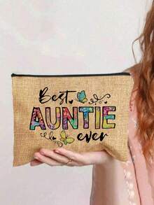 Best Auntie Ever Print Tote Bags, Linen Tote Bag, Hand Shopping Bag, Tote Bag, Lightweight Foldable Storage Bag,Women's Linen Large Capacity Tote Bag,Personalized Gift Bag,Zipper Beauty Bag,For Women Aunt Gifts Auntie Gifts,Best Aunt Ever Gifts,Gifts For Friends And Besties, Gifts For Mothers,Perfect Gift For Women,Suitable For Commuting, Shopping, And Back To School - Multicolor - View 13