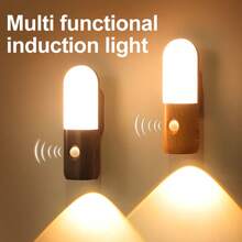 USB Rechargeable LED Motion Sensor Light, White, Wall-Mounted Flashlight, Portable Staircase Corridor Bedroom Bathroom Night Light - 彩色 - 查看 2