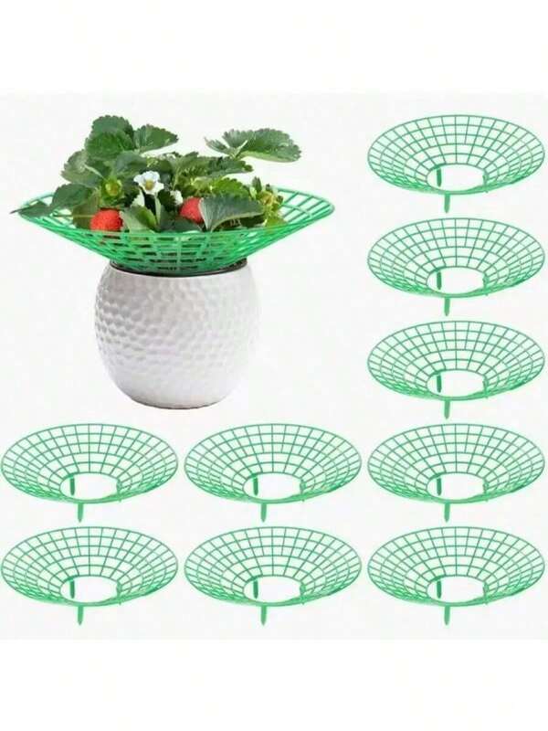 10pcs Strawberry Plant Support Rack With 3 Sturdy Legs And Strawberry Logo Design, Protects Strawberries From Mold, Rot And Dirt, Suitable For Strawberry Planting