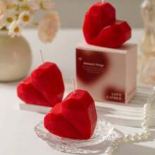 1支装和6支装心形香氛蜡烛，手工创意香氛蜡烛，情人节、婚礼回礼 - 紅色 - 查看 3