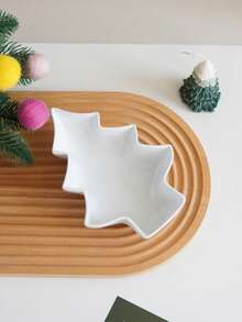 CMYD Studio 1 件陶瓷圣诞礼物树形盘子，适合圣诞老人的绿树盘，圣诞礼物树零食、甜点、圣诞礼物派对糖果盘、饼干盘家居装饰 - 彩色 - 查看 3