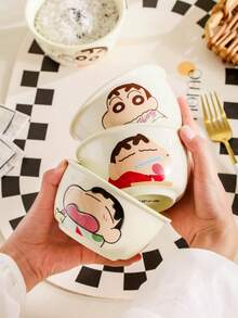 CRAYON SHINCHAN 4.7英寸陶瓷碗，官方授权蜡笔小新图案，适用于盛放意面、沙拉、甜点、汤、水果、开胃菜和火锅，可用洗碗机、烤箱和微波炉清洗，高性价比餐具 - 彩色 - 查看 9