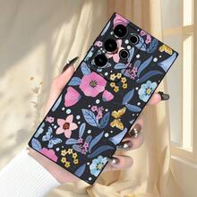 Funda de lujo negra a prueba de golpes con impresión floral de graffiti creativo y protección de lente de perspectiva omnidireccional avanzada, adecuada para Samsung Galaxy S20, S21, S23, A52, A53, A54, A14, A25, A34, A32, A05S, A15 Ultra Plus FE 5G y 4G, serie de fundas simples y duraderas. - Colores mixtos - Ver 4
