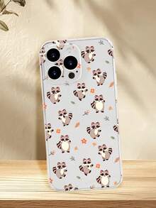 1PC Funda transparente de TPU con esquinas reforzadas diseño de mapaches lindos con hojas y flores estilo minimalista ideal para amantes de los animales, uso diario y regalos festivos ligera y ultraclara resistente al amarilleo duradera funda transparente, anticaídas, alta transparencia, compatible con Apple16/15/14/13/12/11/Pro/ProMax, compatible con Galaxy A34/A35/A54/A55, Galaxy S20/S21/S22/S23/S24 Ultra/Plus, compatible con Moto/Galaxy/Redmi/Honor/OPPO, agarre cómodo regalo festivo para amigos, novia, novio, familia - transparente - Ver 7