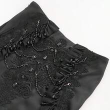 EVA LADY 1pc Gothic Style Lace Maxi Dress With Tassel Trim, Dark Theme Attention-Grabbing Outfit, Autumn/Winter - Black - View 7