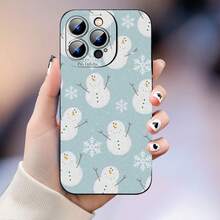 Una funda de muñeco de nieve navideña con un diseño único. Diseñada para ser creativa y antiincrustante, ofrece protección total de la lente y a prueba de golpes. Este accesorio duradero es parte de la colección classic y está disponible para la serie  11 a 16, incluidas las versiones Pro Max y Plus. Ideal para regalar a un amigo. - Negro - Ver 1