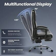 Massage Office Chair With Heat And Footrest U2013Reclining Desk Chair, Big And Tall Leather Computer Chair With Wheels, PU Executive Office Chair Home, Gaming, Study, 300 Lbs, Black