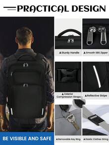 NEWHEY 男士旅行背包 40升 符合航空公司登机标准 17英寸大容量笔记本电脑背包 防水行李电脑背包 商务大学周末旅行过夜背包 防水背包 - 彩色 - 查看 3