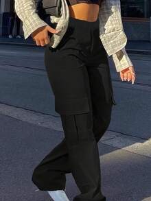 2 Stück Mädchen/Teenager Mode Lässig vielseitige locker geschnittene gerade Bein Cargo Hosen mit Mehreren Taschen, geeignet für Outdoor, Frühling/Sommer/Herbst/Winter