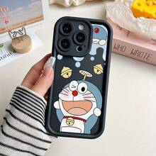 Una funda para teléfono con un diseño de un gato robot volador, fabricada en material TPU suave en blanco y negro, que ofrece protección golpes y antideslizante para varios modelos de.17  17promax - Negro - Ver 1