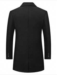 男士长袖羊毛混纺夹克，适合工作通勤，秋冬季穿着 - 黑色 - 查看 2